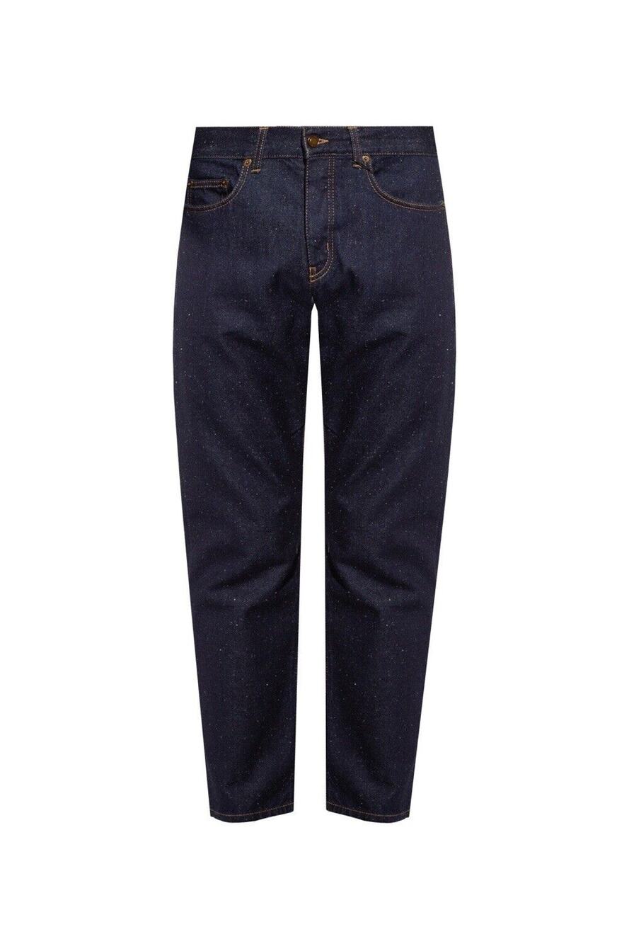 NWT Saint Laurent YSL Dark Stone Speckled Slim Jeans Navy Blue Men 36x32 $850